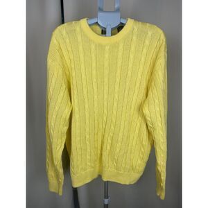 Jos. A. Bank Yellow Cable Knit Sweater – 100% Cotton – Size L